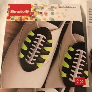 Simplicity White Kids Sneakers with Brown and Neon Green Football Embellishments